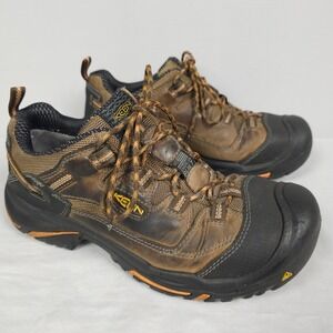 Keen Utility Braddock Work Shoes Men 9.5D Brown Leather Low Top Soft Toe